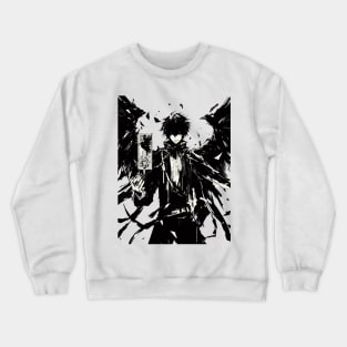 Anime wizard with magic crow card Crewneck Sweatshirt